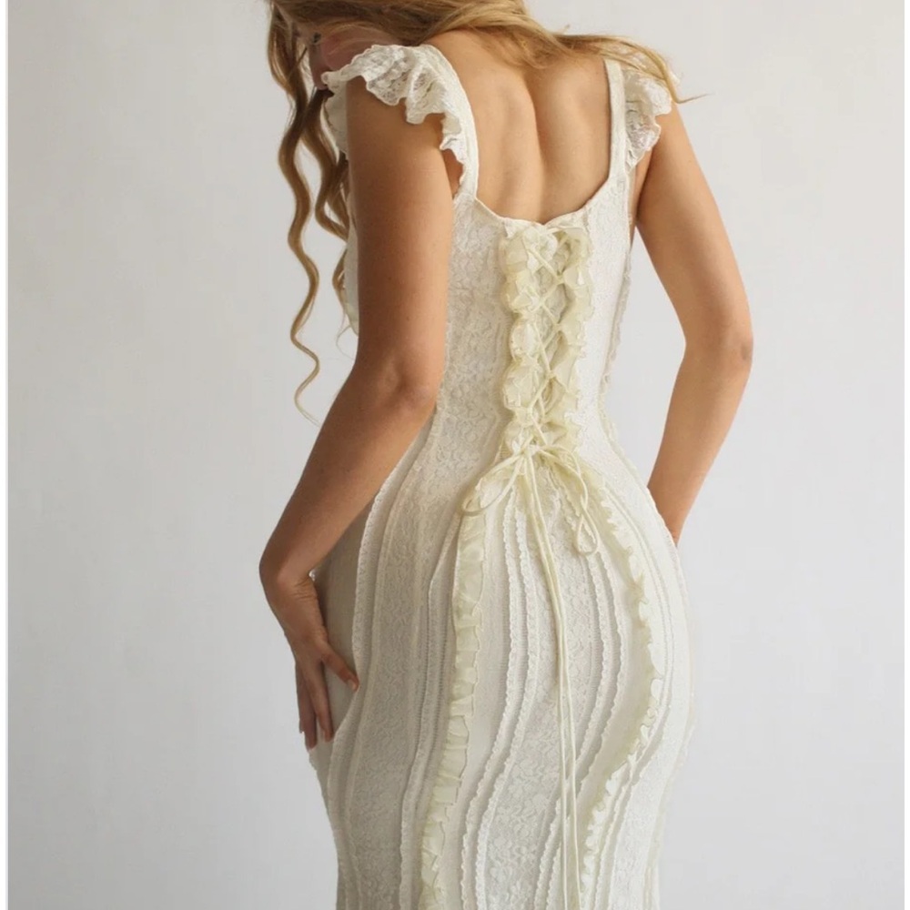 Ivory Ruffle-Trim Maxi Dress - Picture 2 of 16